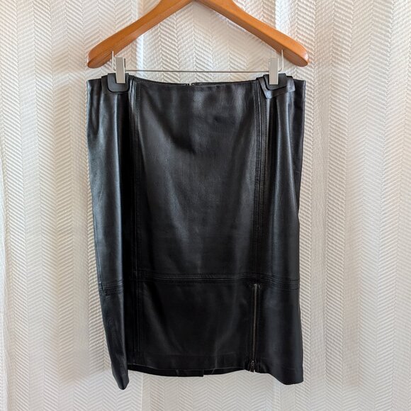 Talbots Black Leather Pencil Skirt buttery-soft, lambskin Size 16 Classic - Picture 1 of 11